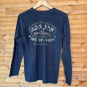Ron Jon Surf Shop Cocoa Beach FL Long Sleeved Tee Charcoal Sz Medium Distressed